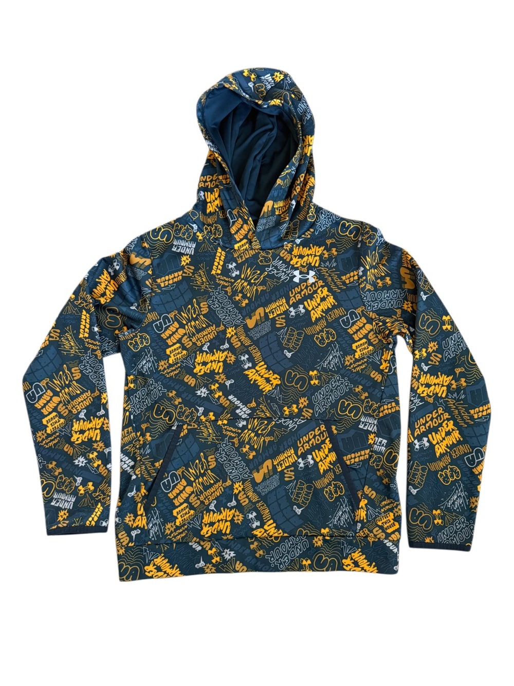 Under Armour Kids Graphic Printed Hoodie Top Size L Athletic Sports Pullover